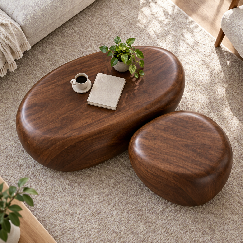Atelier Pebble Nesting Coffee Tables in use