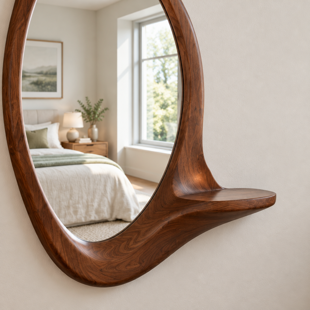 Atelier Sculpted Wave Wall Mirror in use