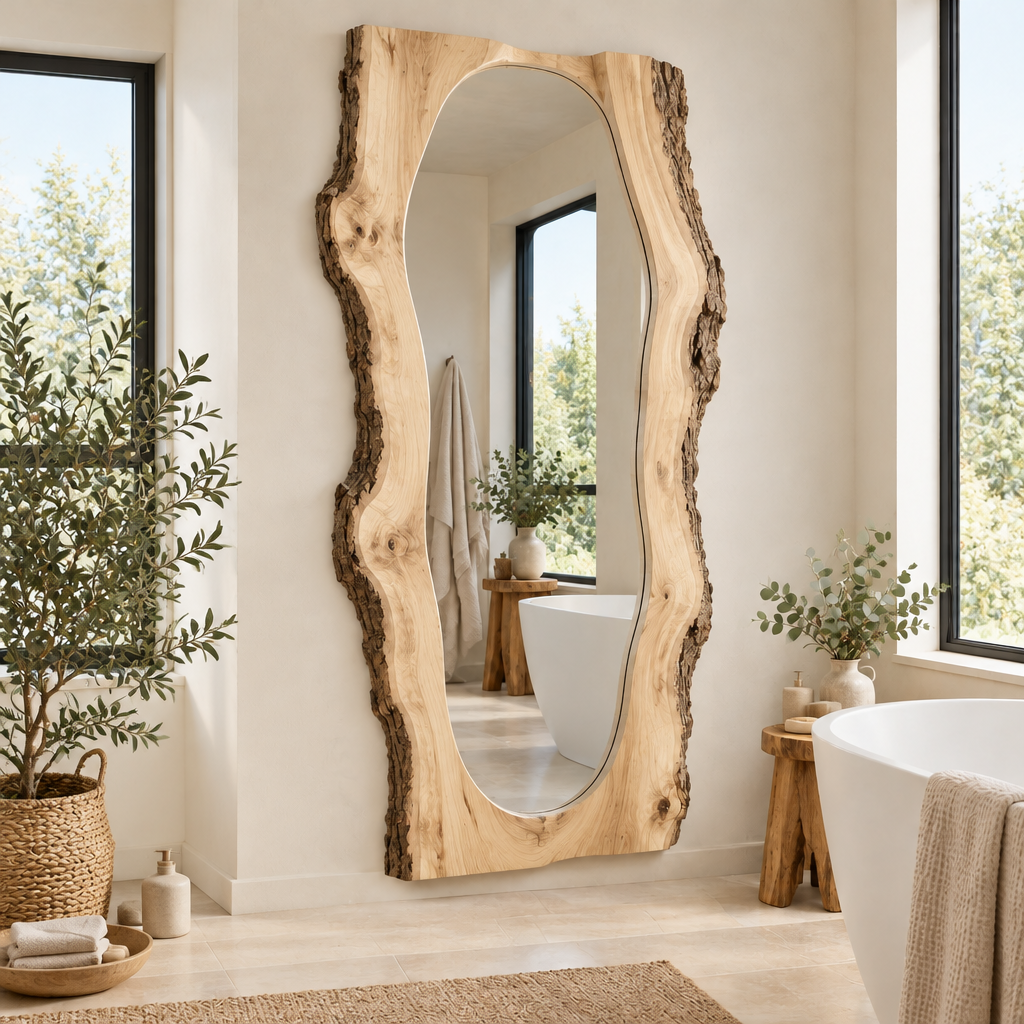 Riverbend Live-Edge Frame Mirror in Light Natural finish