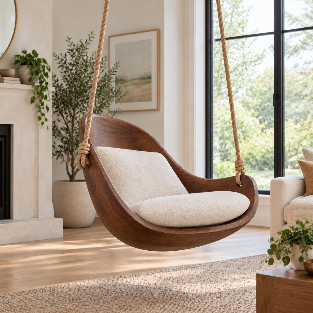 Atelier Hanging Lounge Swing in a living space