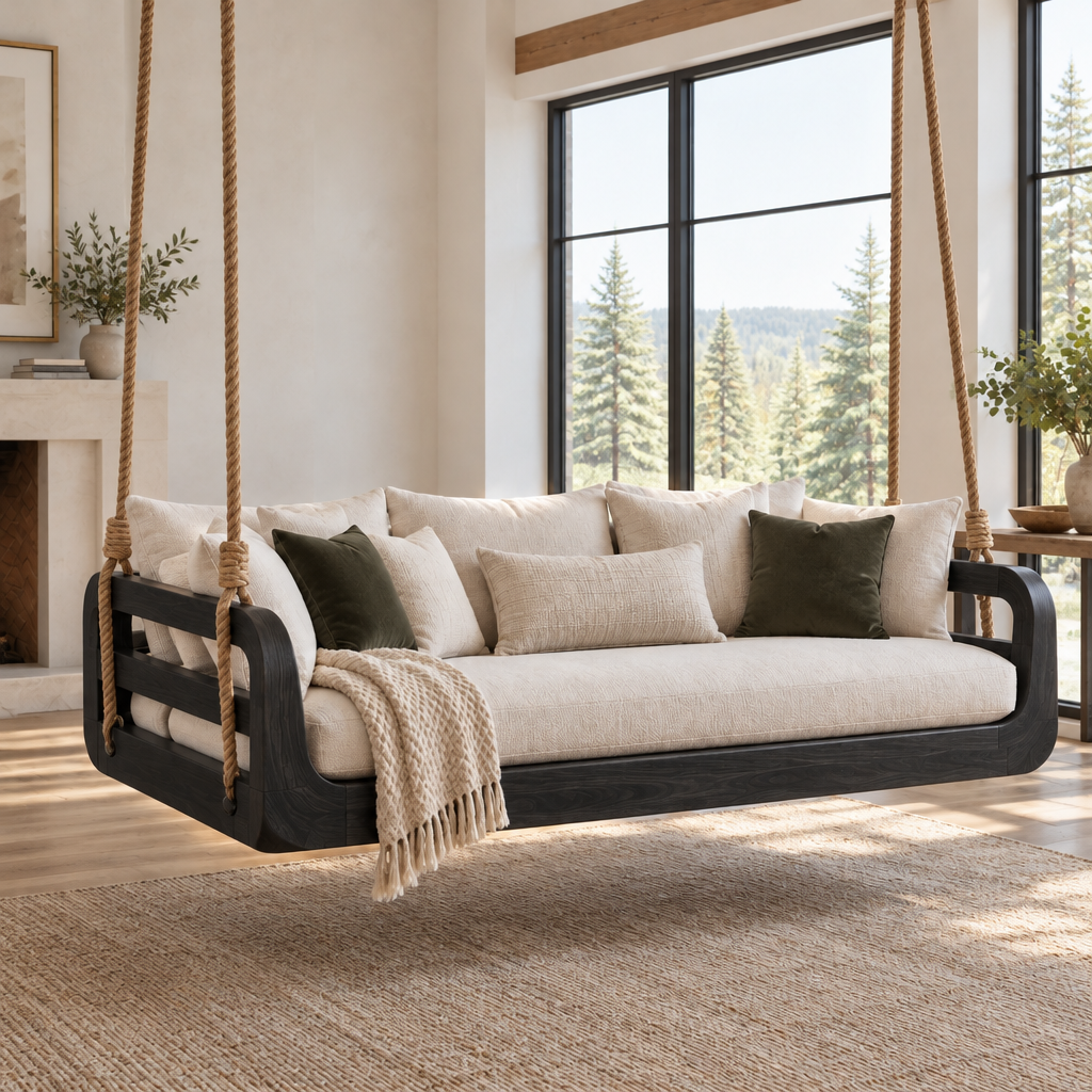 Atelier Hanging Daybed Swing in Ebonized Black finish