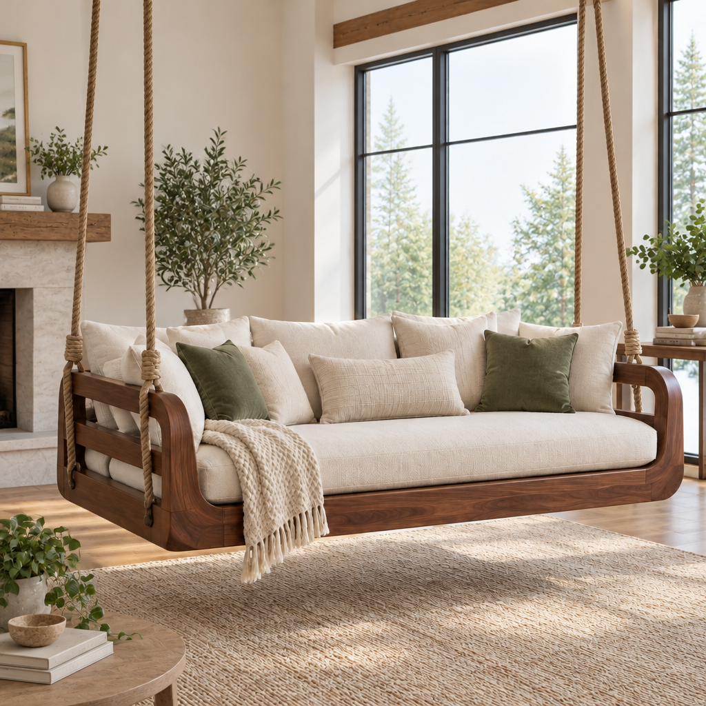 Atelier Hanging Daybed Swing in a living space