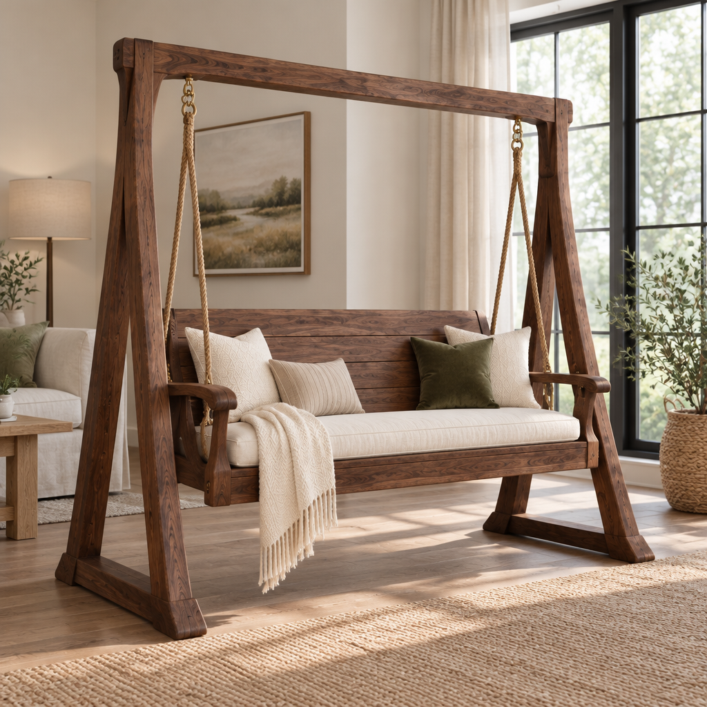 Atelier Porch Swing with Frame side view
