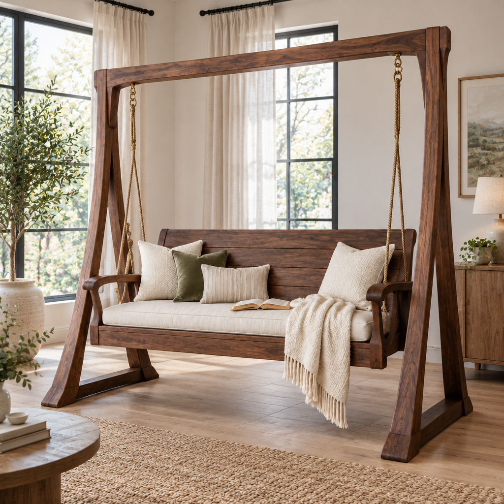 Atelier Porch Swing with Frame in use