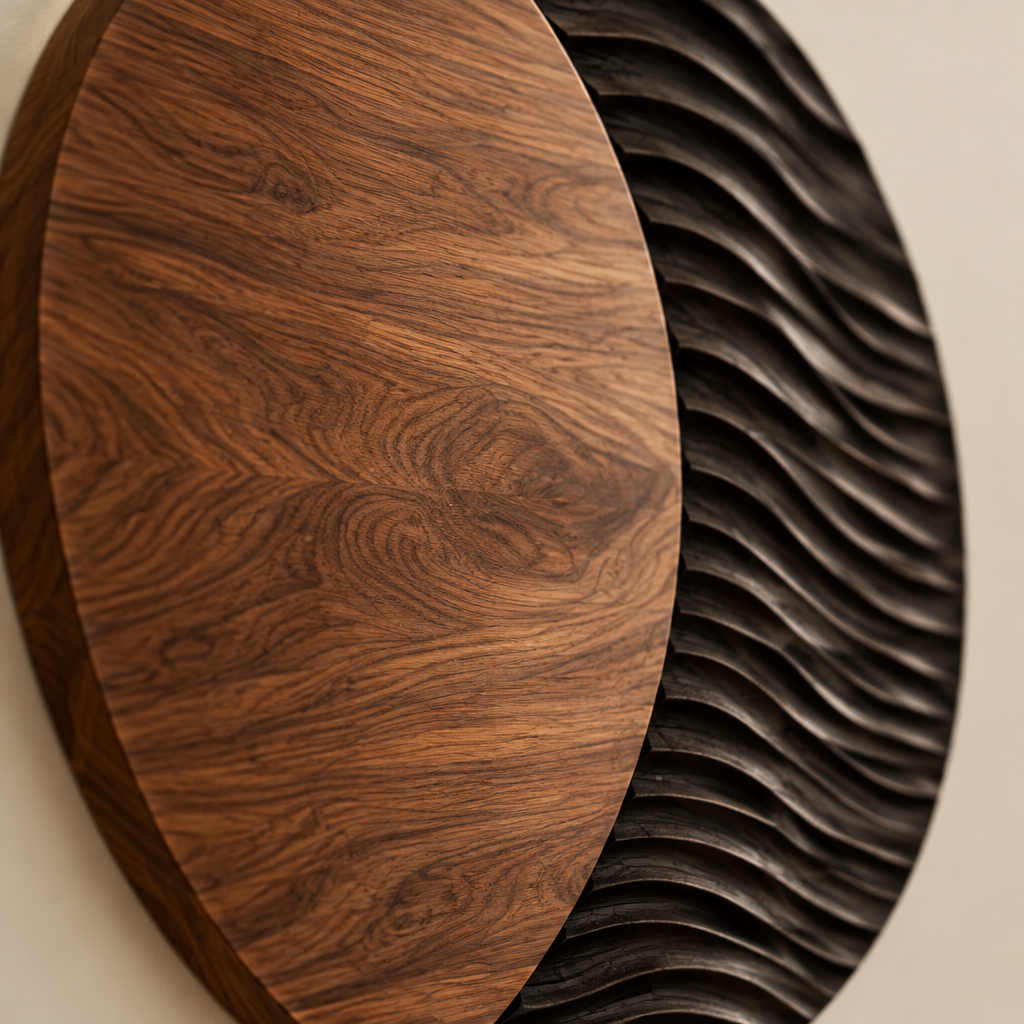 Atelier Moon Phase Wall Art wood grain close-up