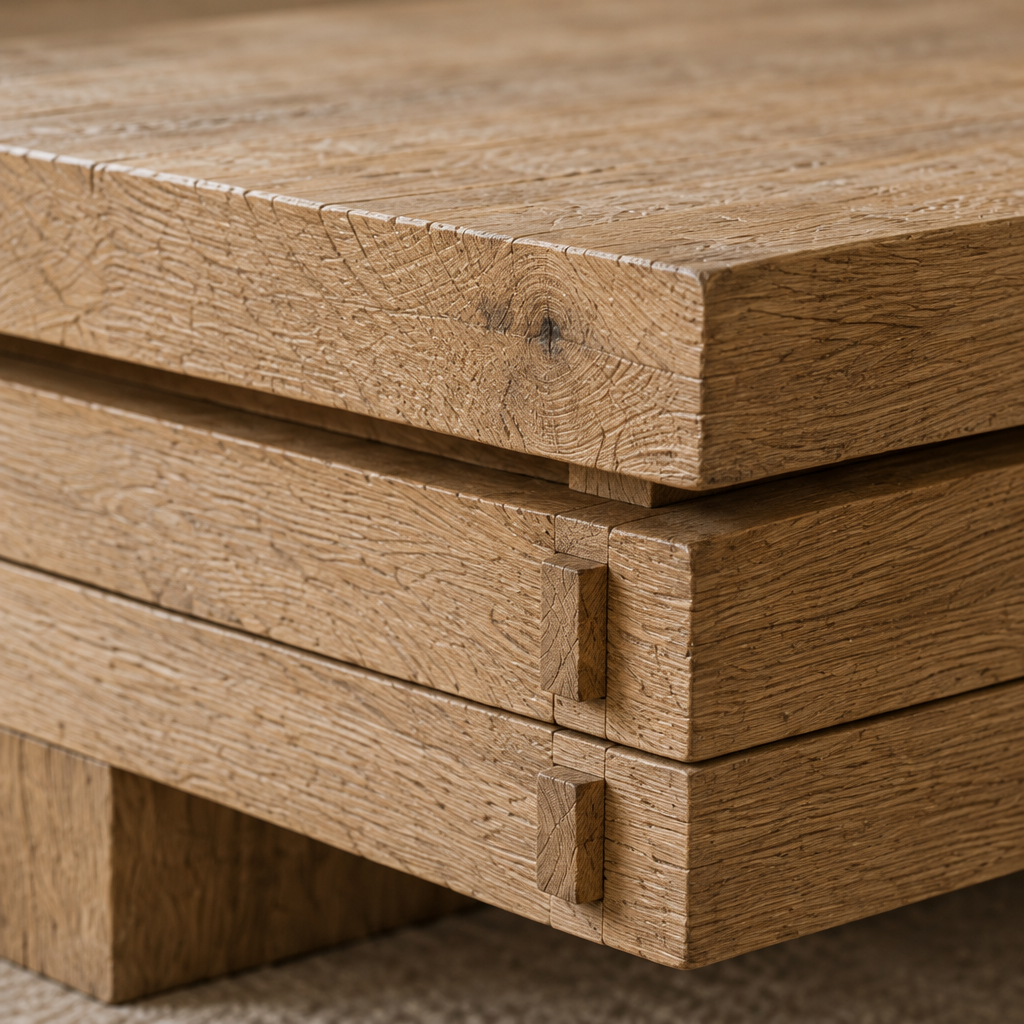 Basalt Block Coffee Table wood grain close-up