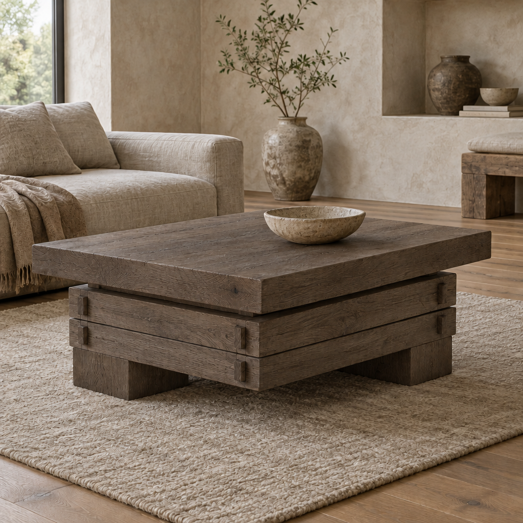 Basalt Block Coffee Table in Smoked Oak finish