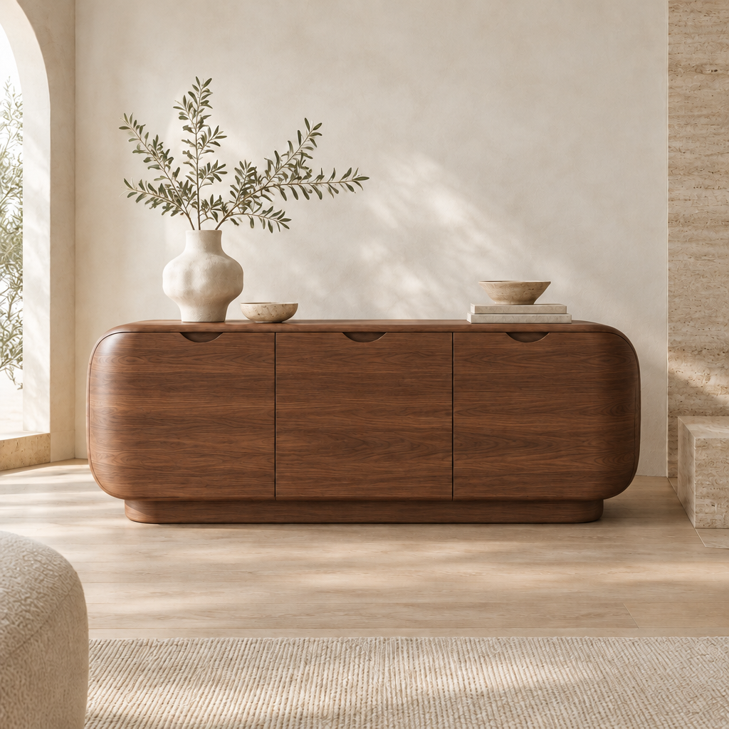 Cove Rounded Sideboard in Walnut finish