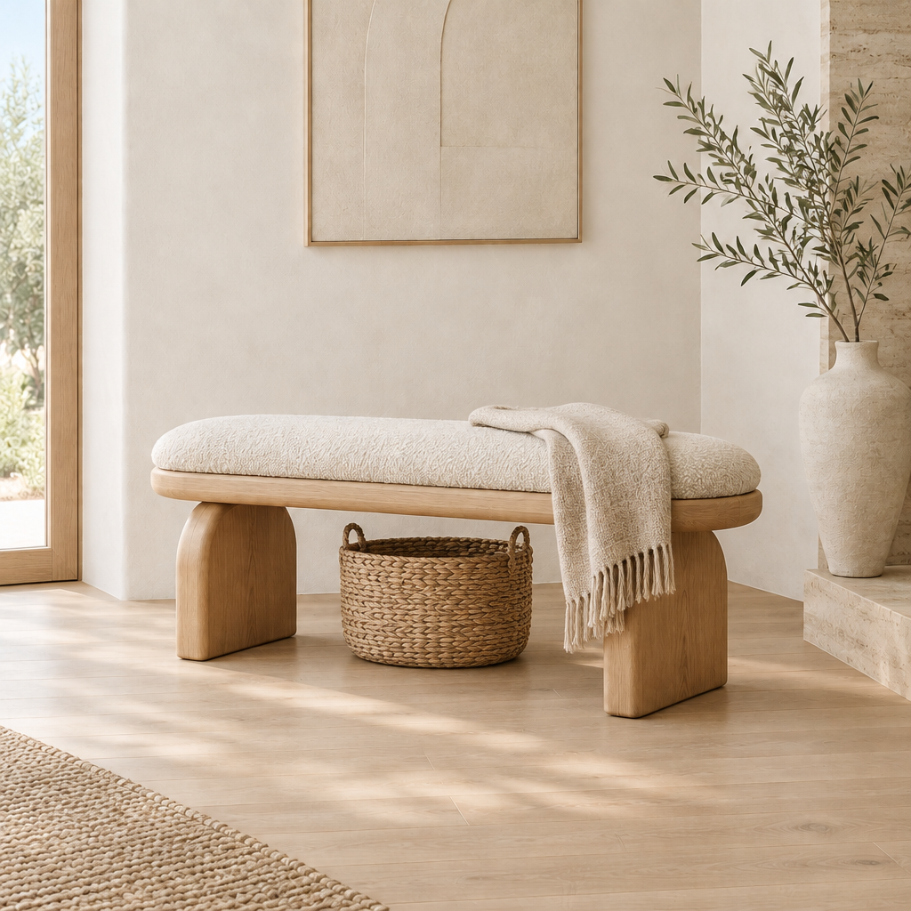 Cove Rounded Entry Bench in use