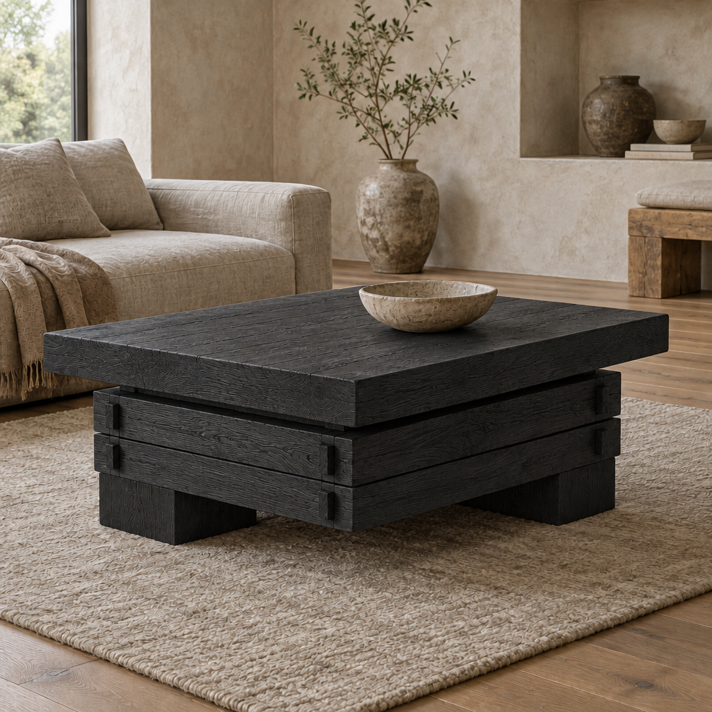 Basalt Block Coffee Table in Ebonized Oak finish