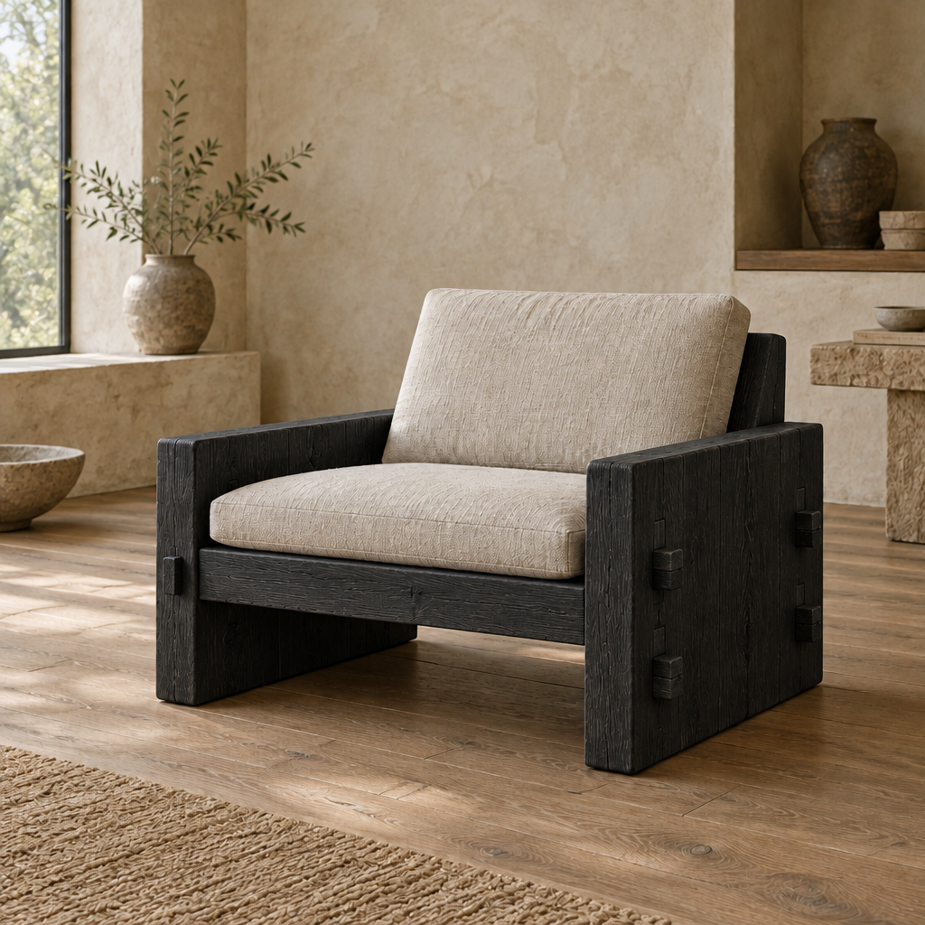 Basalt Slab Lounge Chair in Ebonized Oak finish
