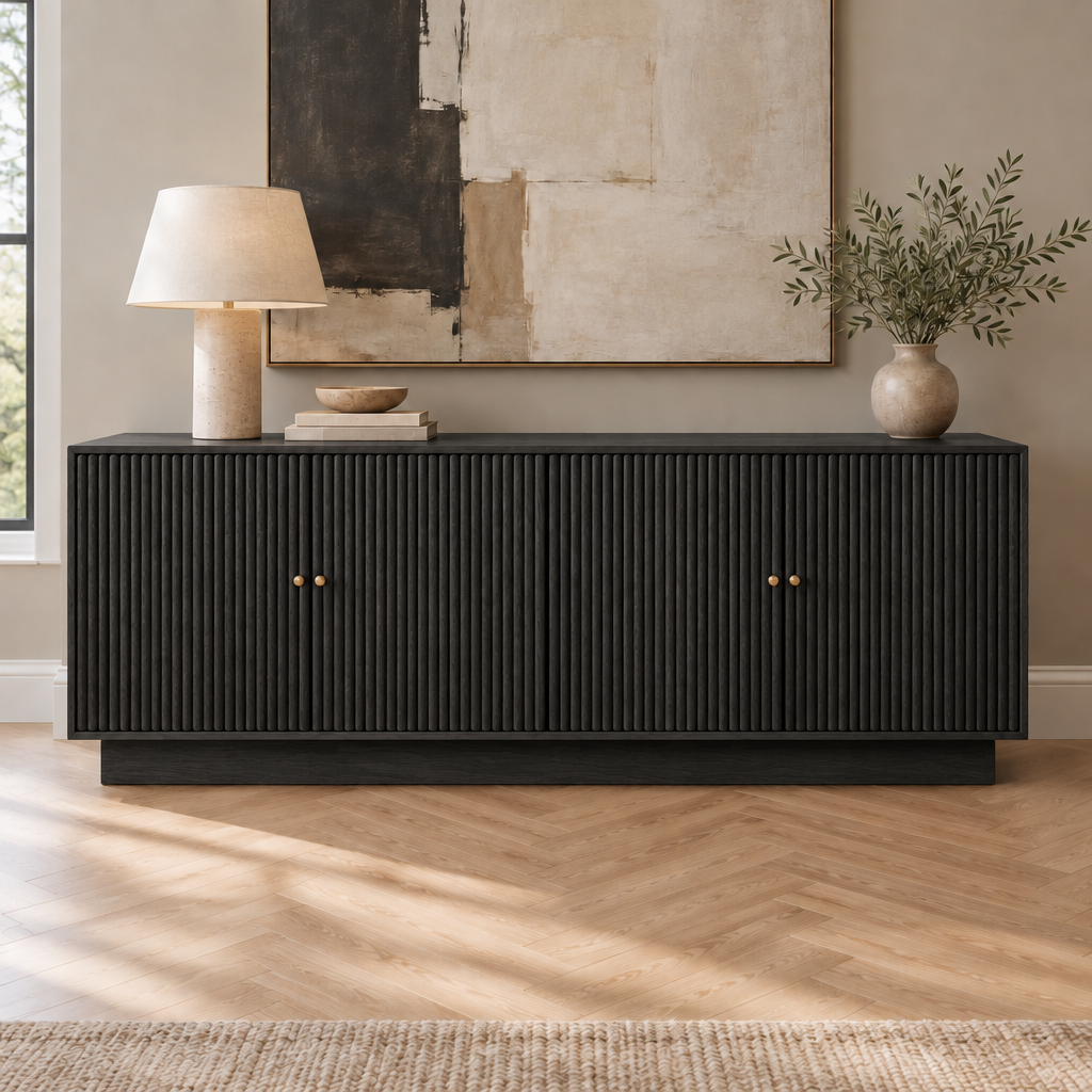 Arden Fluted Sideboard in Ebonized Black finish