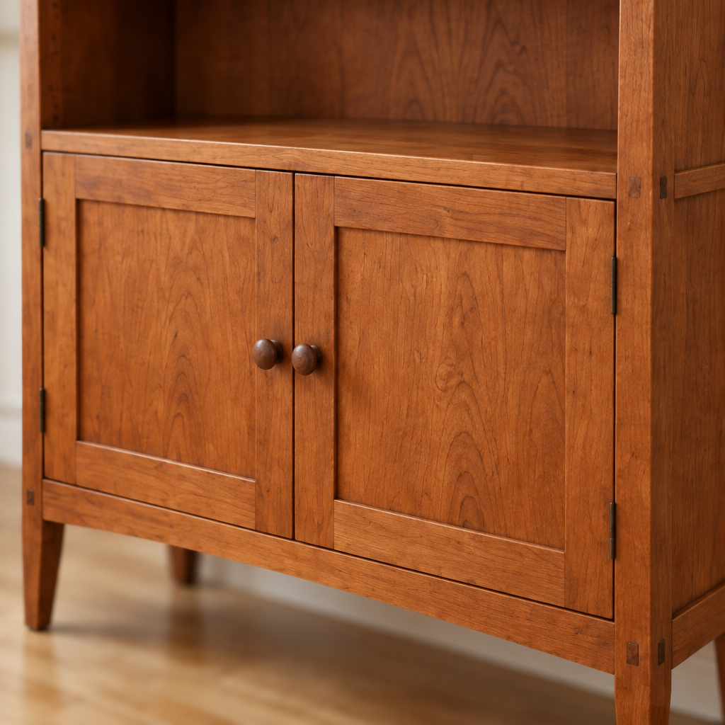 Linden Shaker Bookcase wood grain close-up