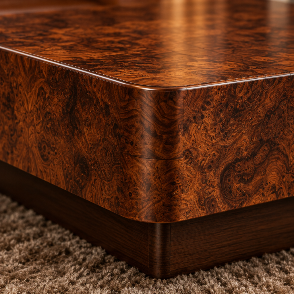 Sable Burl Coffee Table wood grain close-up