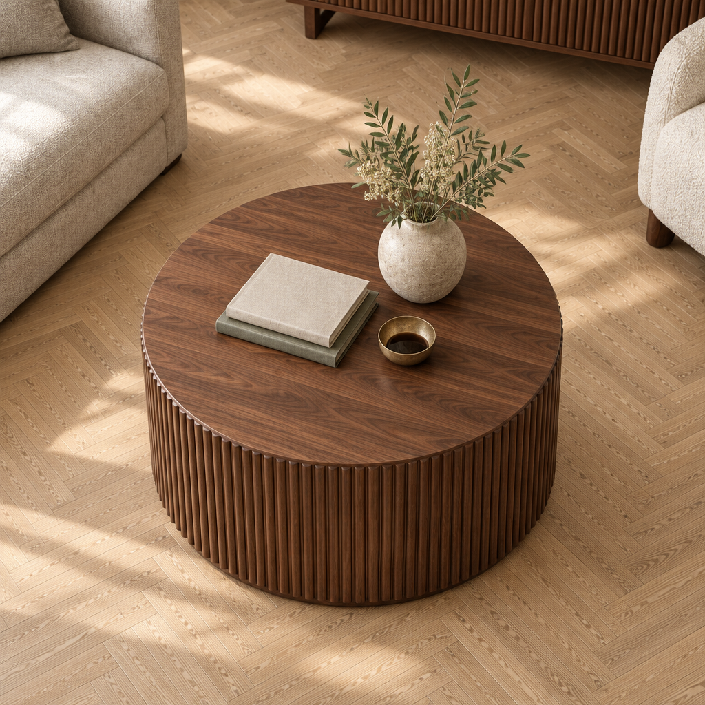 Arden Fluted Drum Coffee Table in use