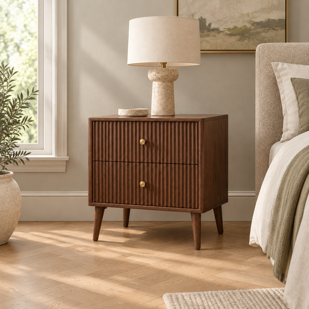 Arden Fluted Nightstand side view
