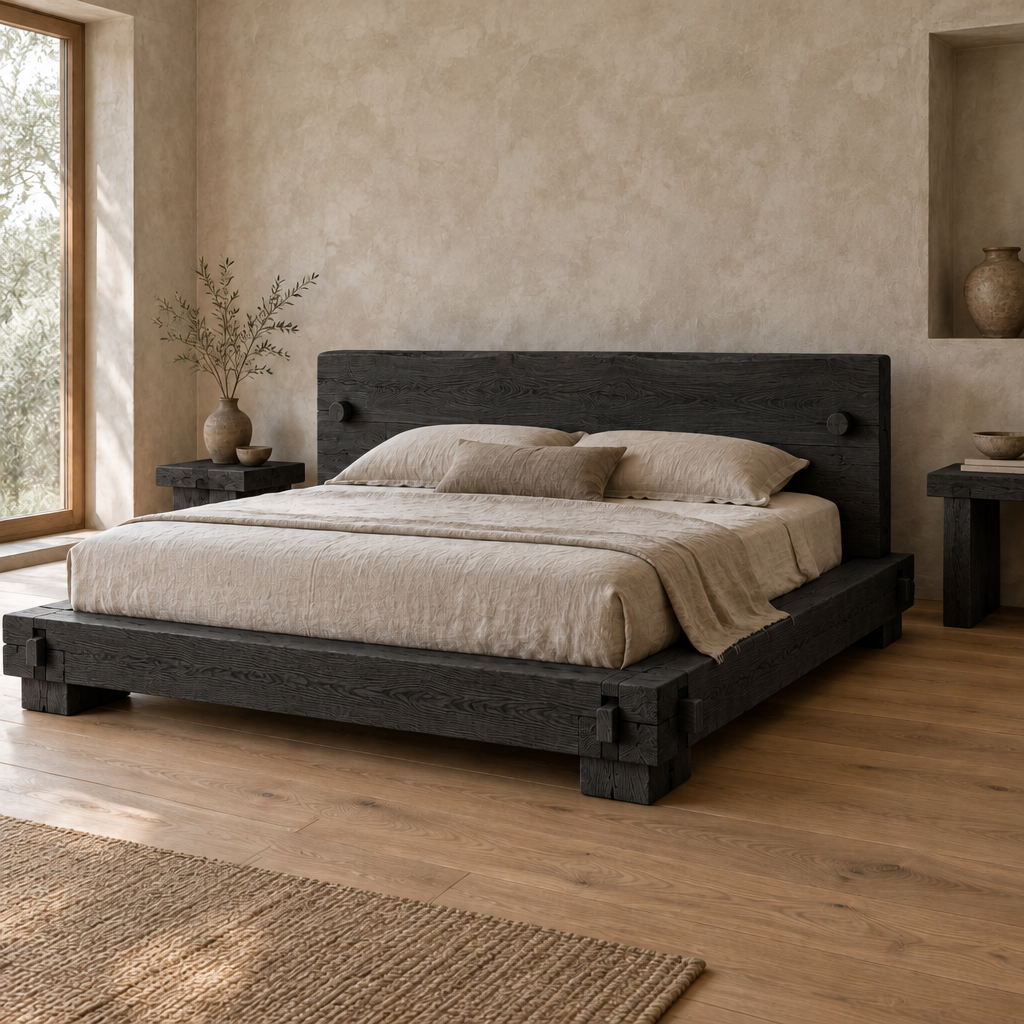 Basalt Plinth Bed in Ebonized Oak finish