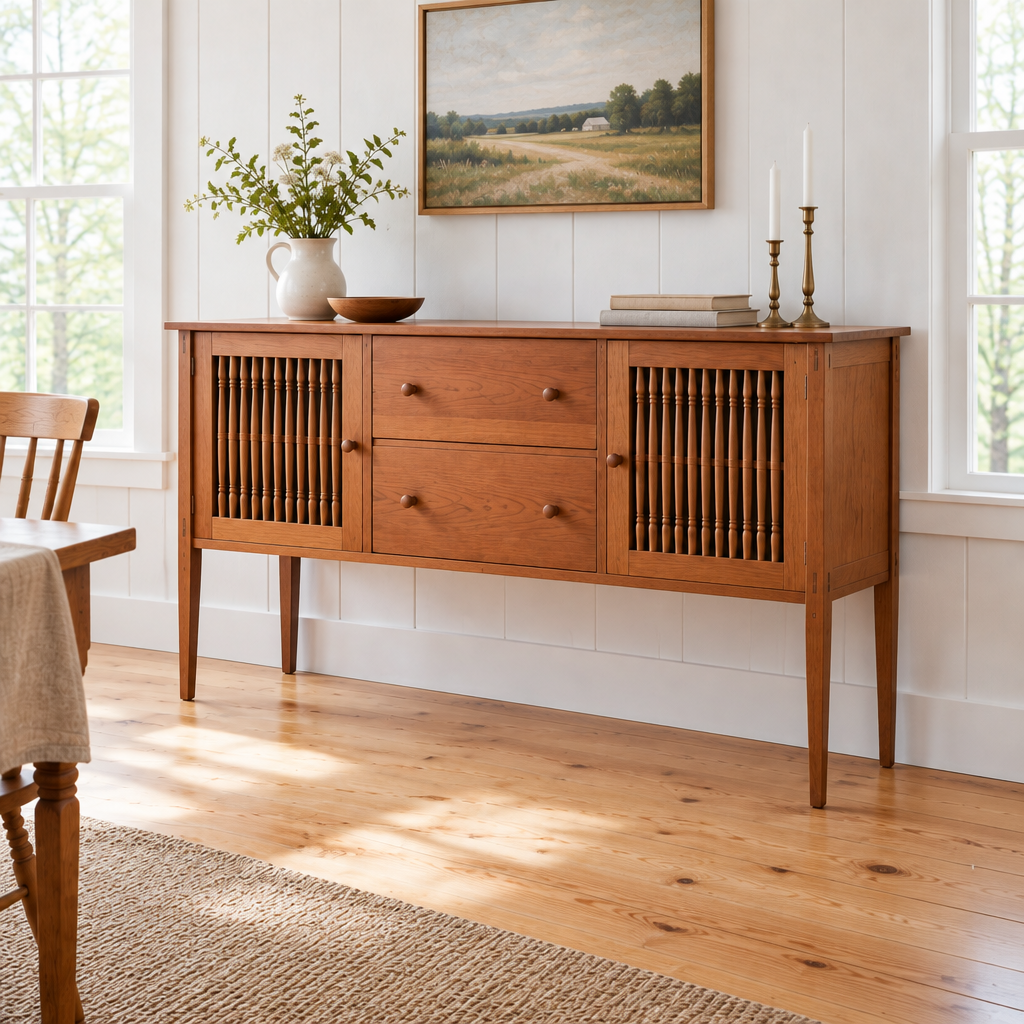 Linden Spindle Sideboard side view