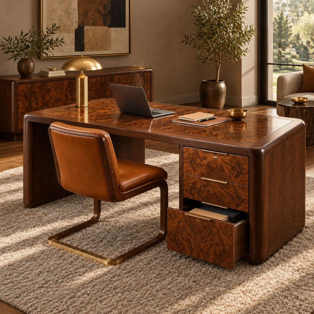 Sable Walnut Executive Desk in use