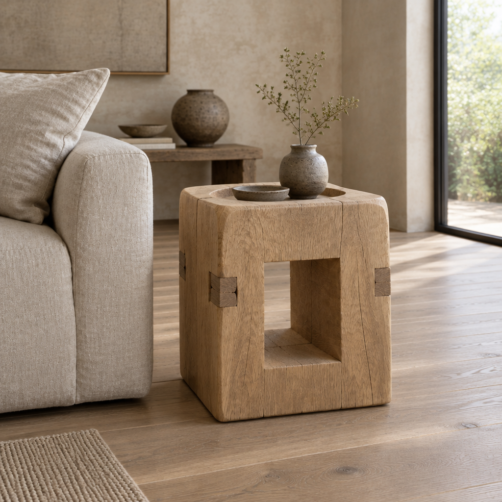 Basalt Block Side Table side view