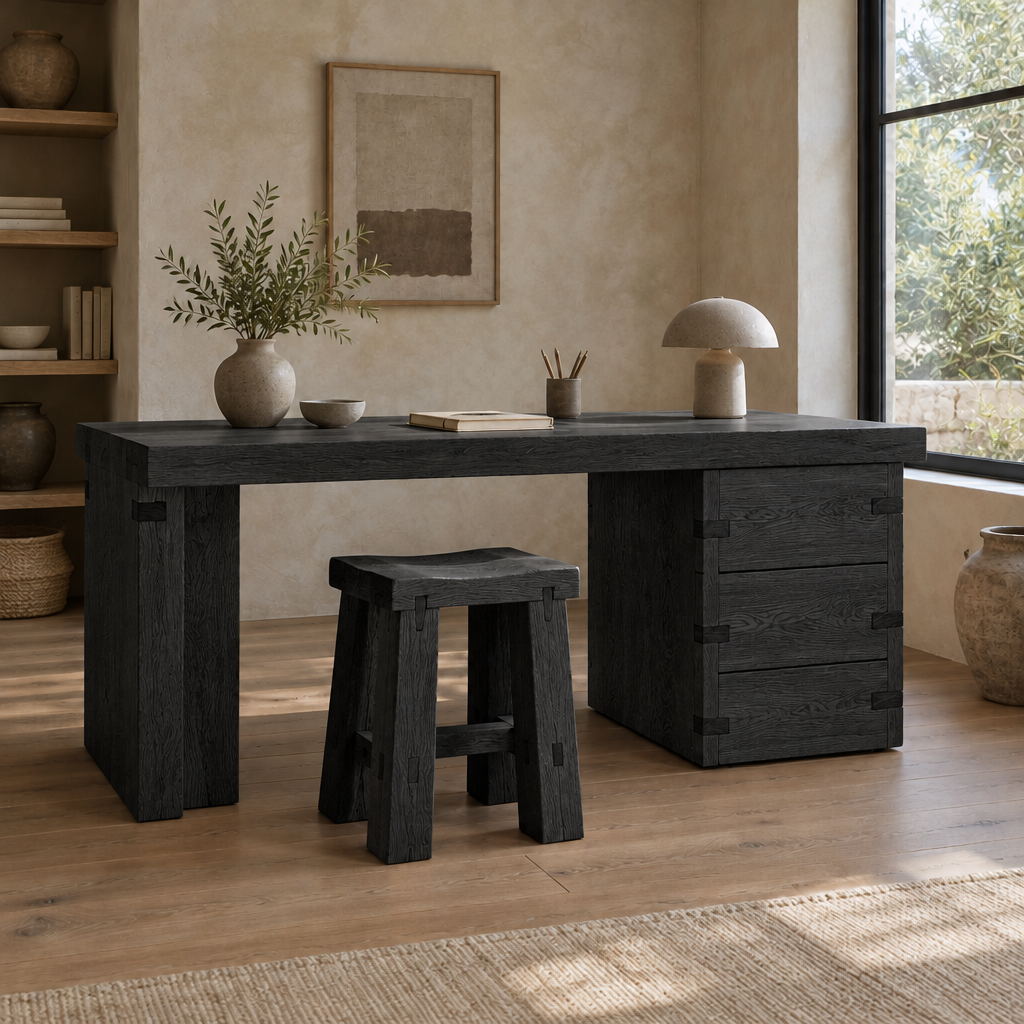 Basalt Slab Desk in Ebonized Oak finish