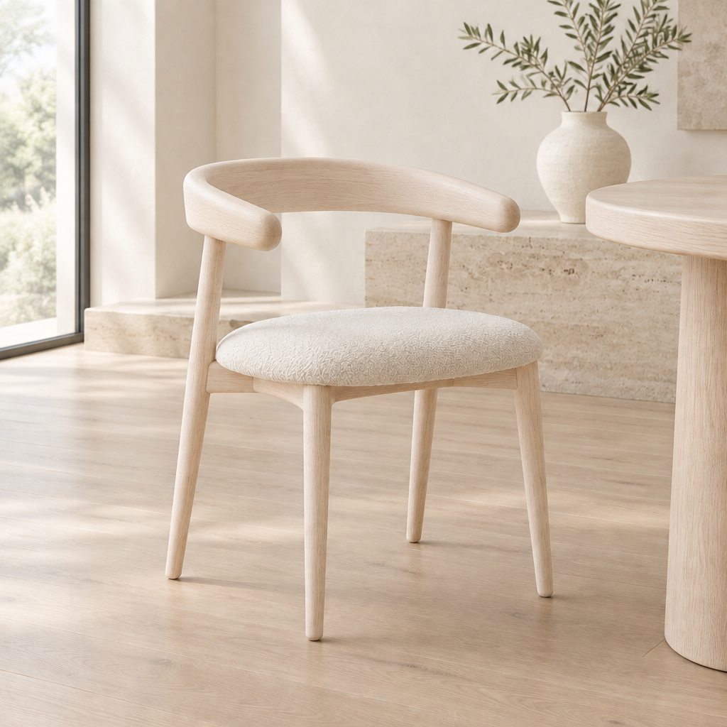 Cove Curved Back Dining Chair in Bleached Oak finish