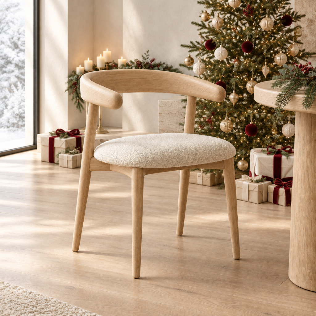 Cove Curved Back Dining Chair styled for the holidays
