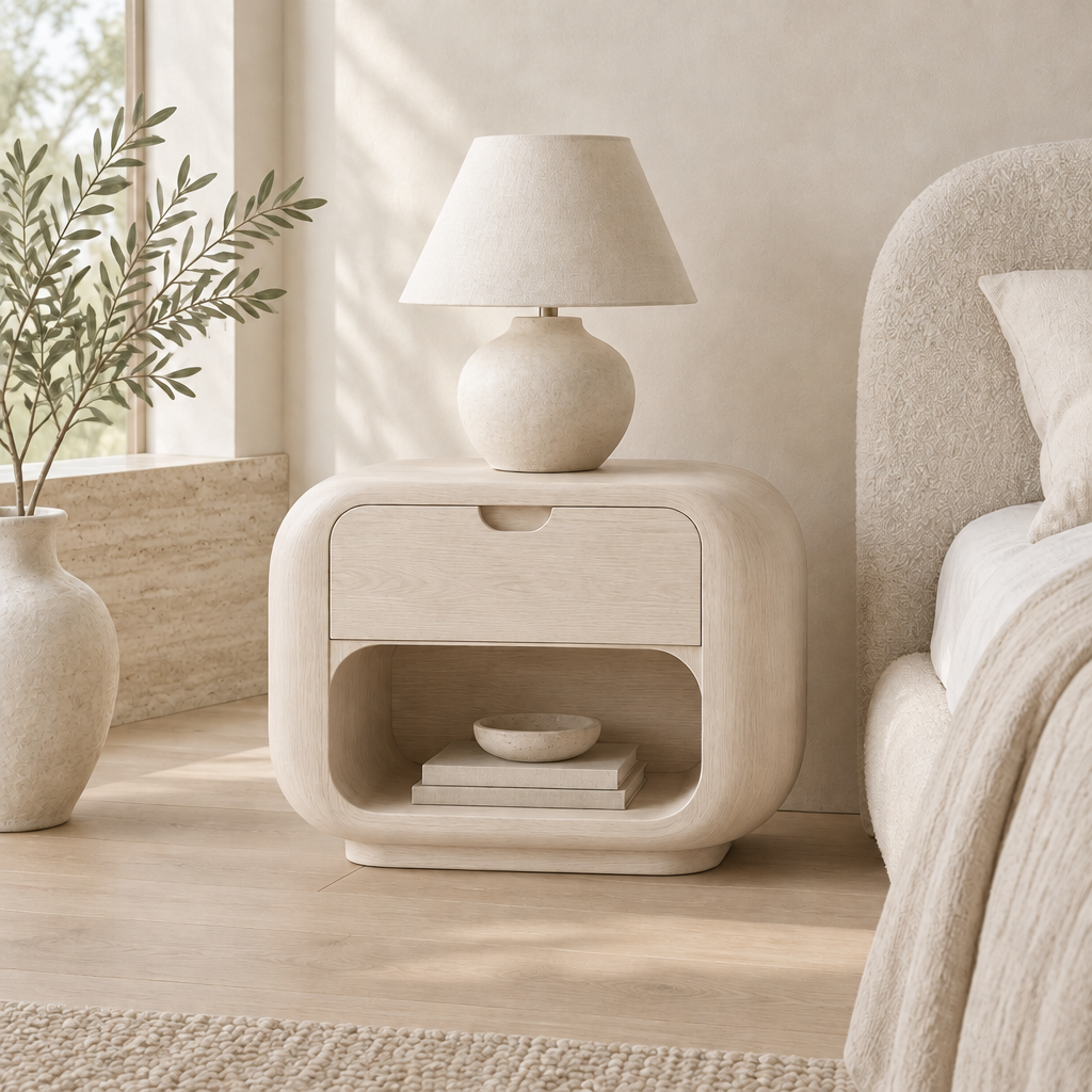 Cove Pill Nightstand in Bleached Oak finish