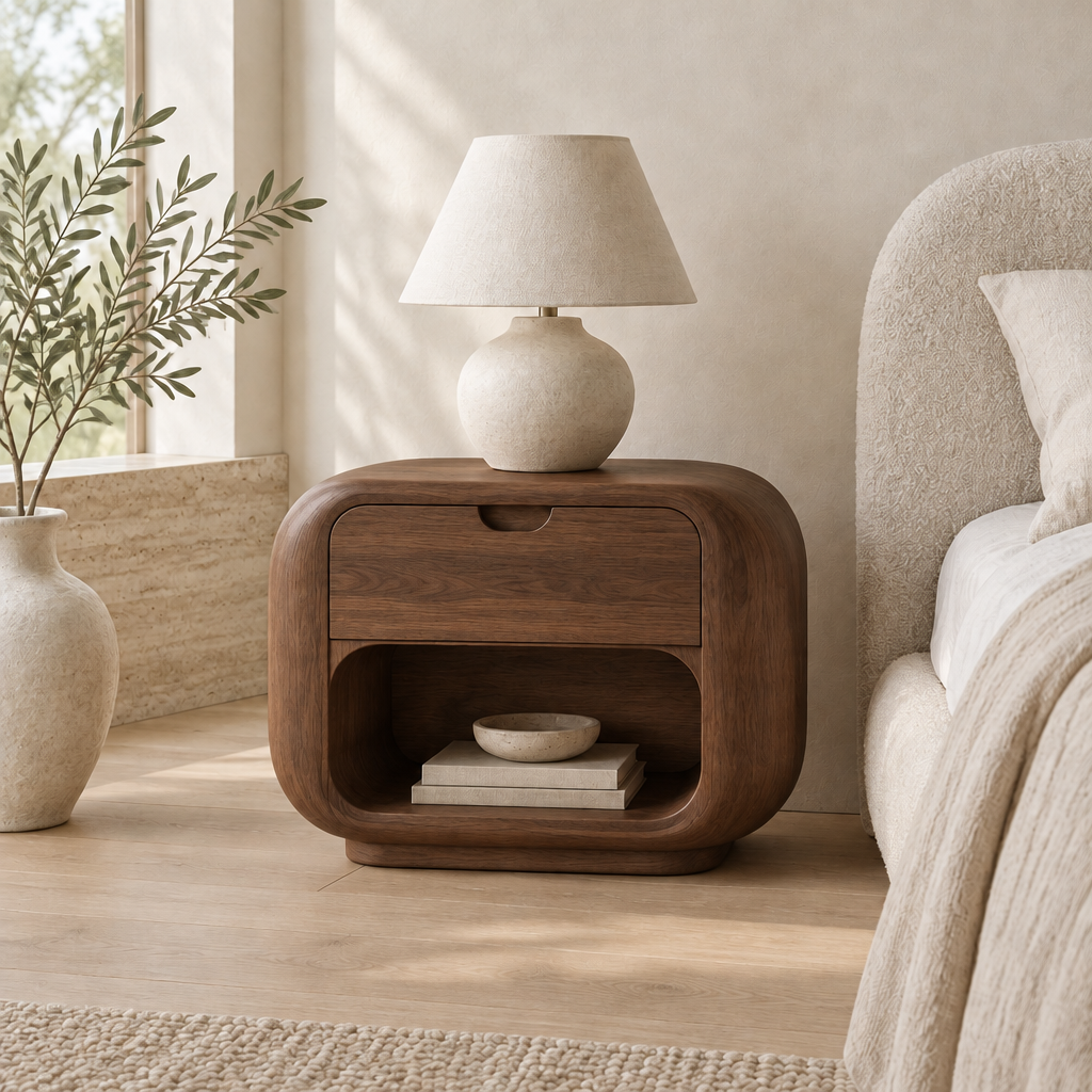 Cove Pill Nightstand in Walnut finish
