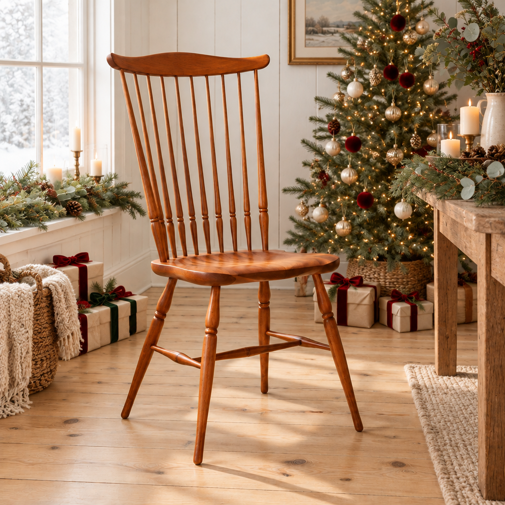 Linden Windsor Spindle Dining Chair styled for the holidays