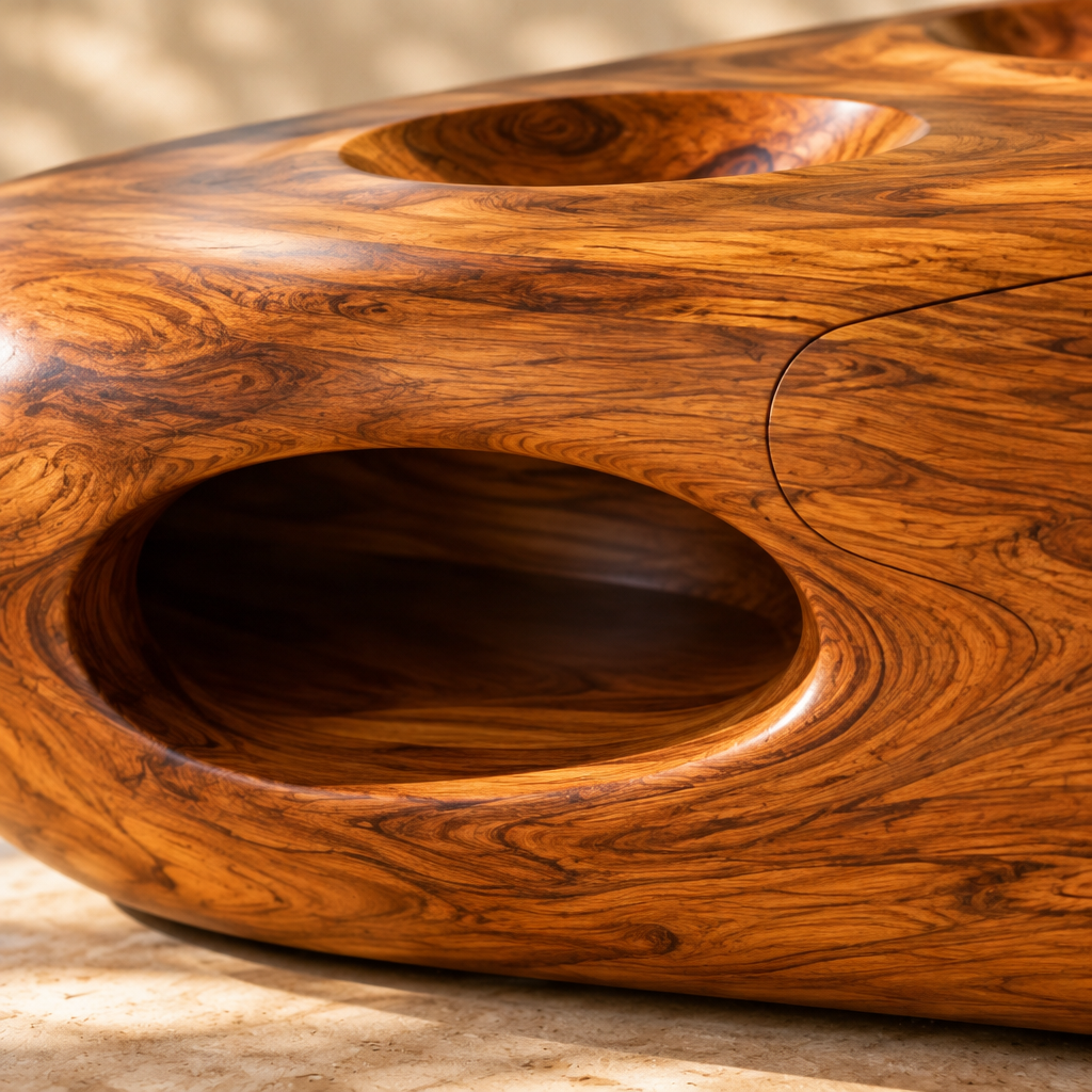 Solana Tide-Pool Media Console teak grain close-up