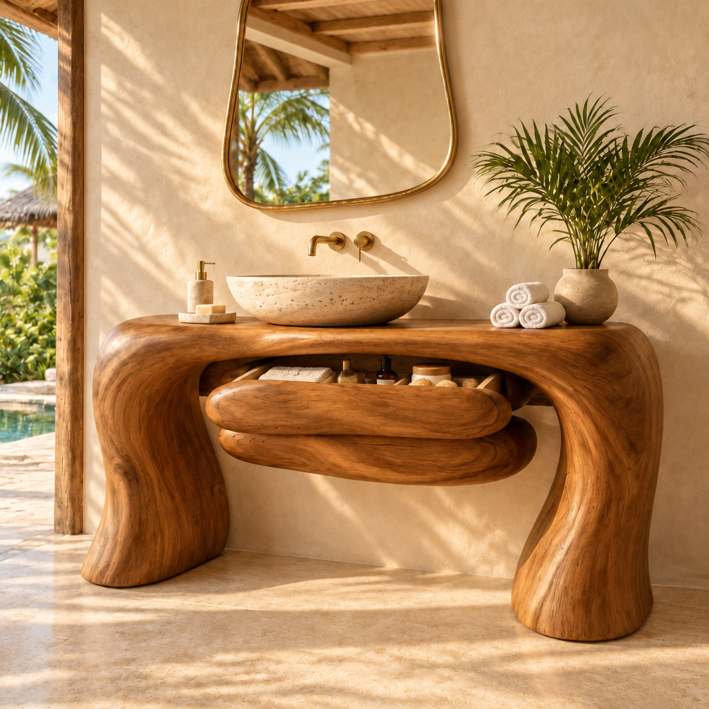 Solana Dune Sculpted Vanity in use