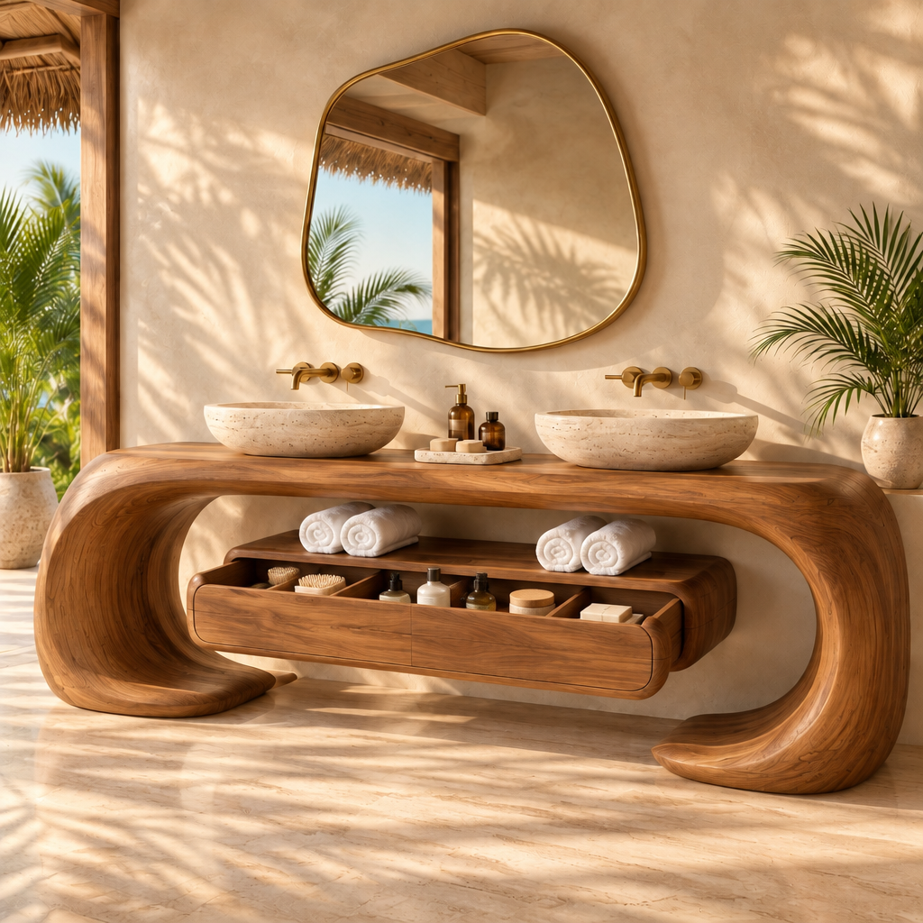 Solana Ribbon Loop Double Vanity in use