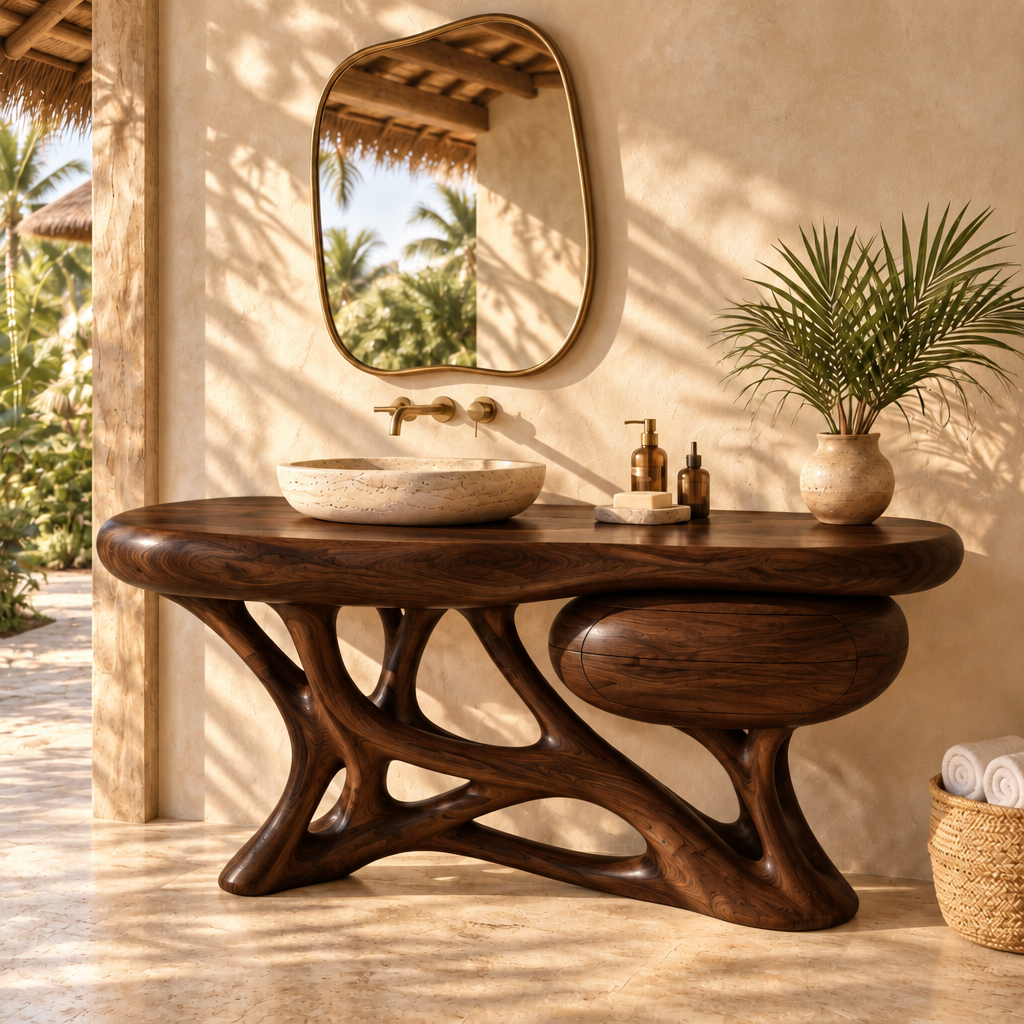 Solana Coral Base Vanity in Dark Teak finish