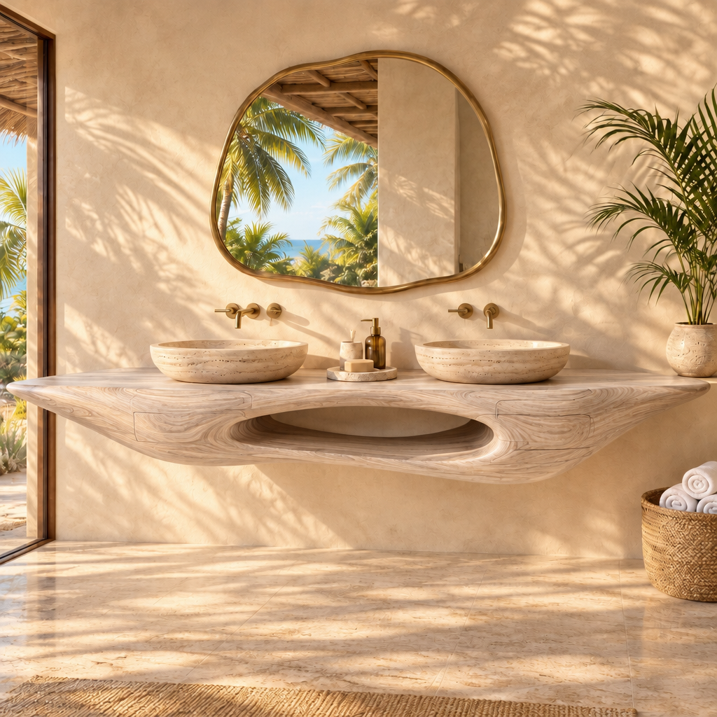 Solana Manta Double Vanity in Whitewashed Teak finish