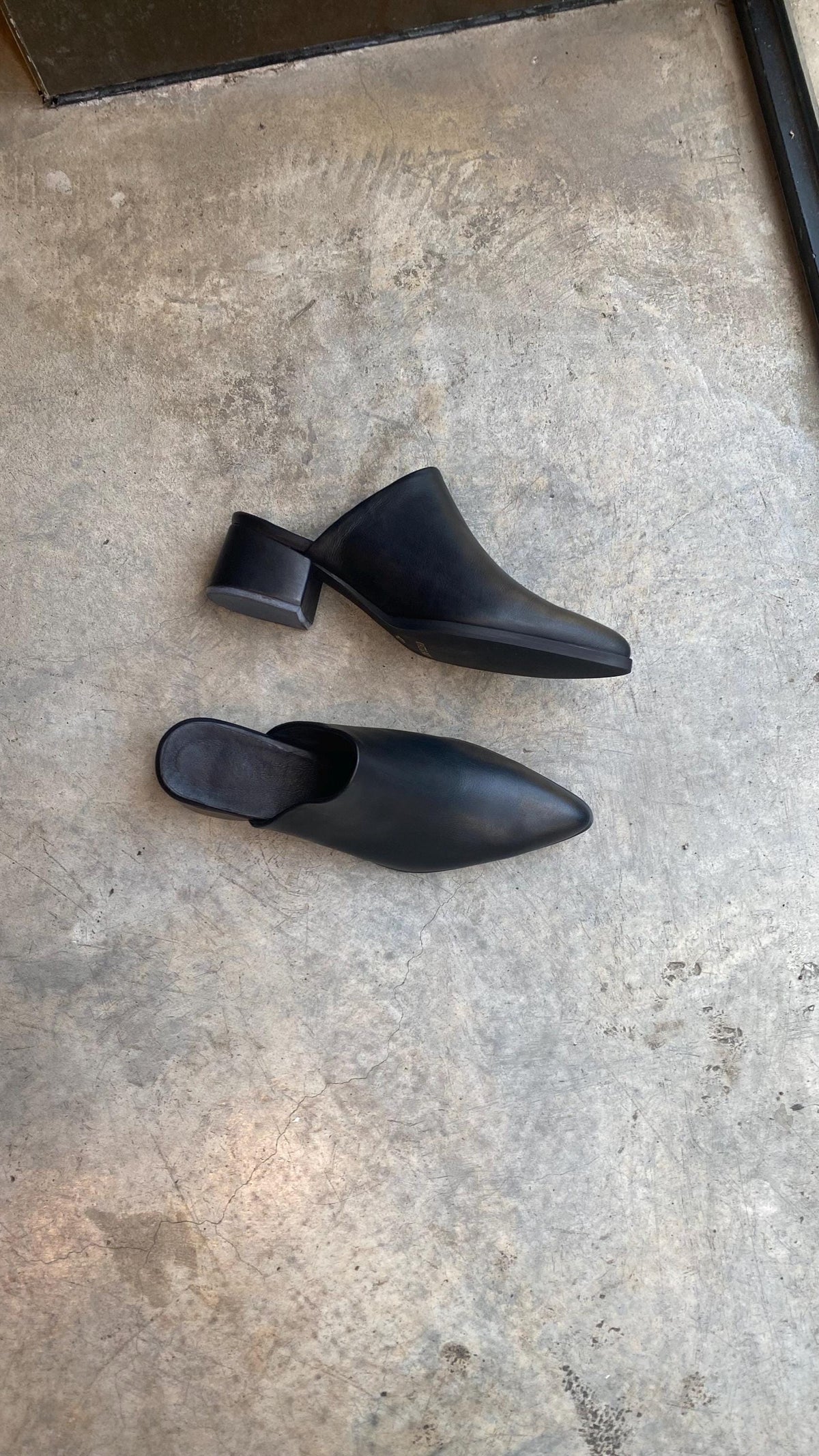 Tilda Low Heel Leather Slide Mule, Black