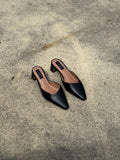Noemi Kitten Heel Open-Back Mule, Black Leather