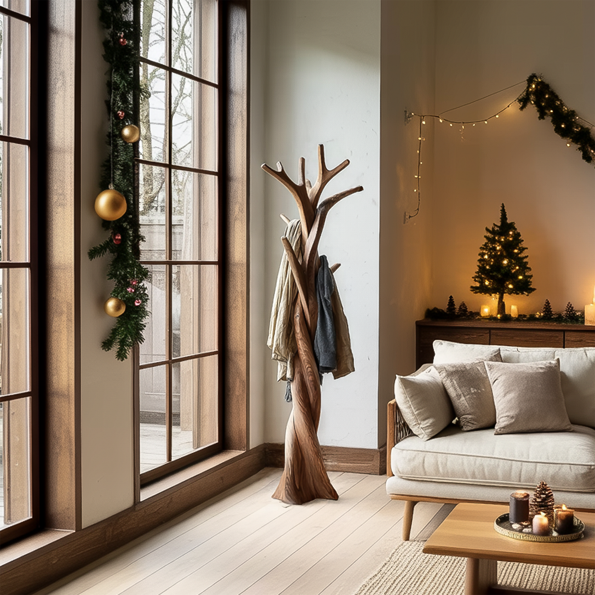 Rustic Twisted Tree Branch Coat Rack
