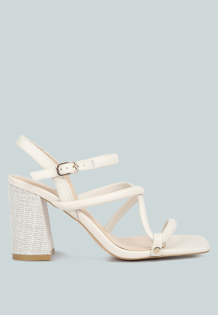 ARTHA open square toe block heel sandals in Off White