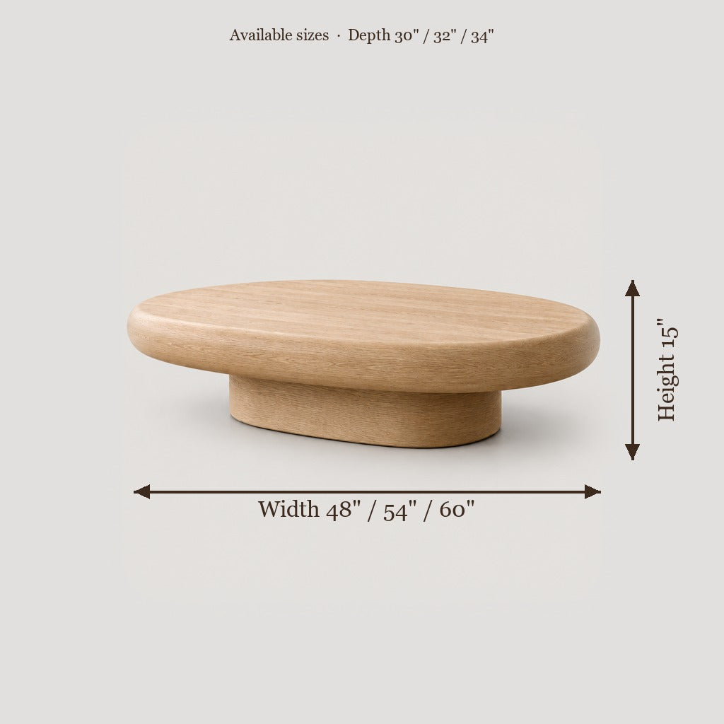 Cove Oval Coffee Table size chart