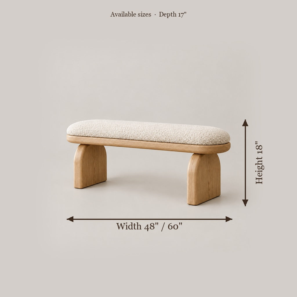 Cove Rounded Entry Bench size chart