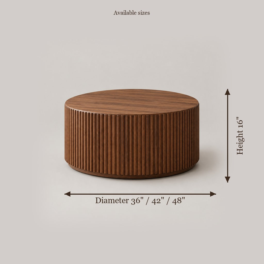 Arden Fluted Drum Coffee Table size chart