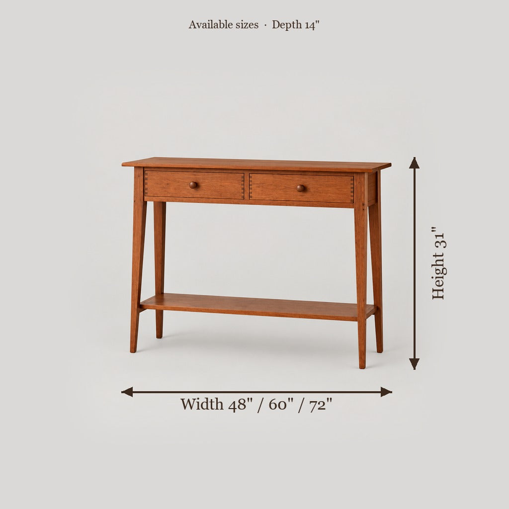 Linden Shaker Hall Console size chart