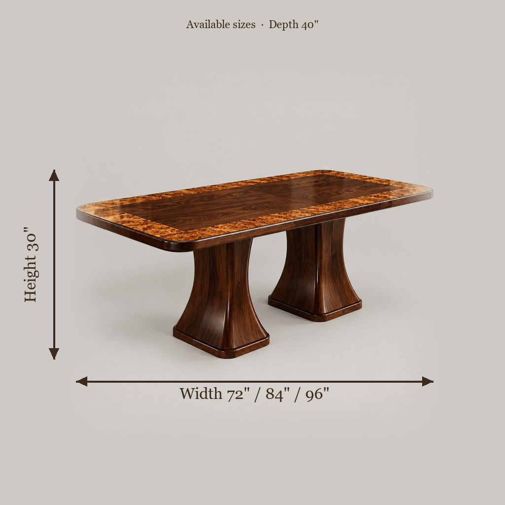 Sable Walnut Dining Table size chart