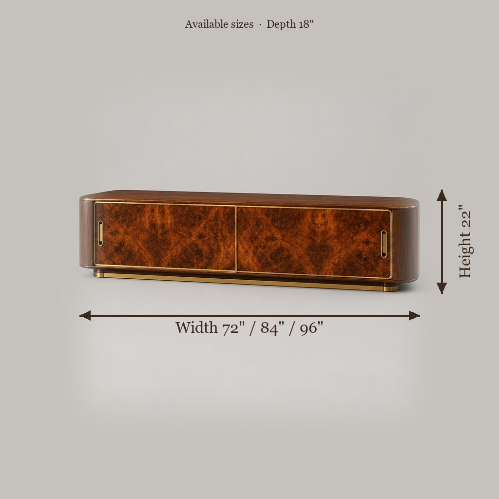 Sable Burl Media Console size chart