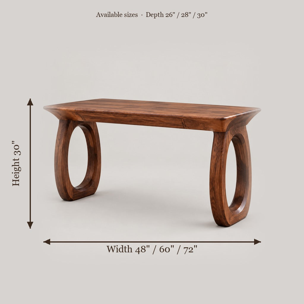 Atelier Twin-Loop Desk size chart