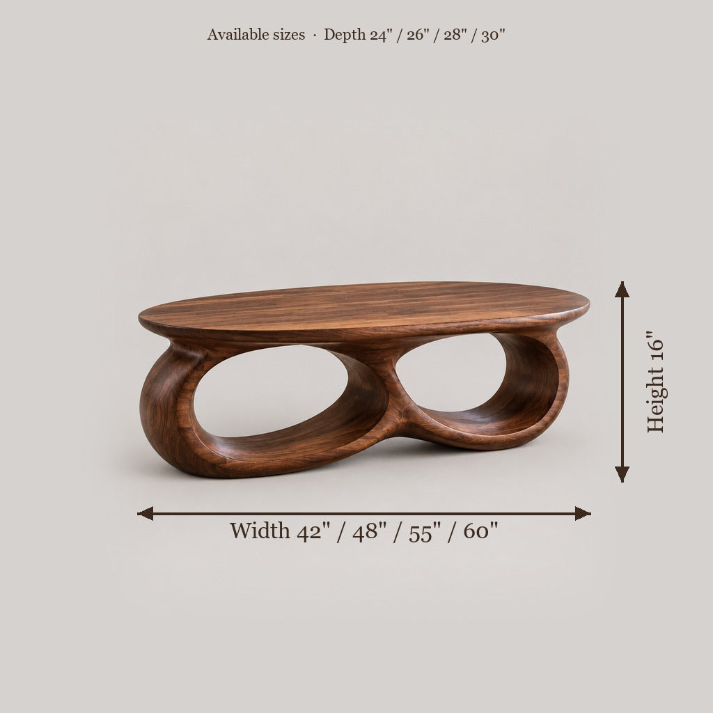 Atelier Double-Loop Coffee Table size chart
