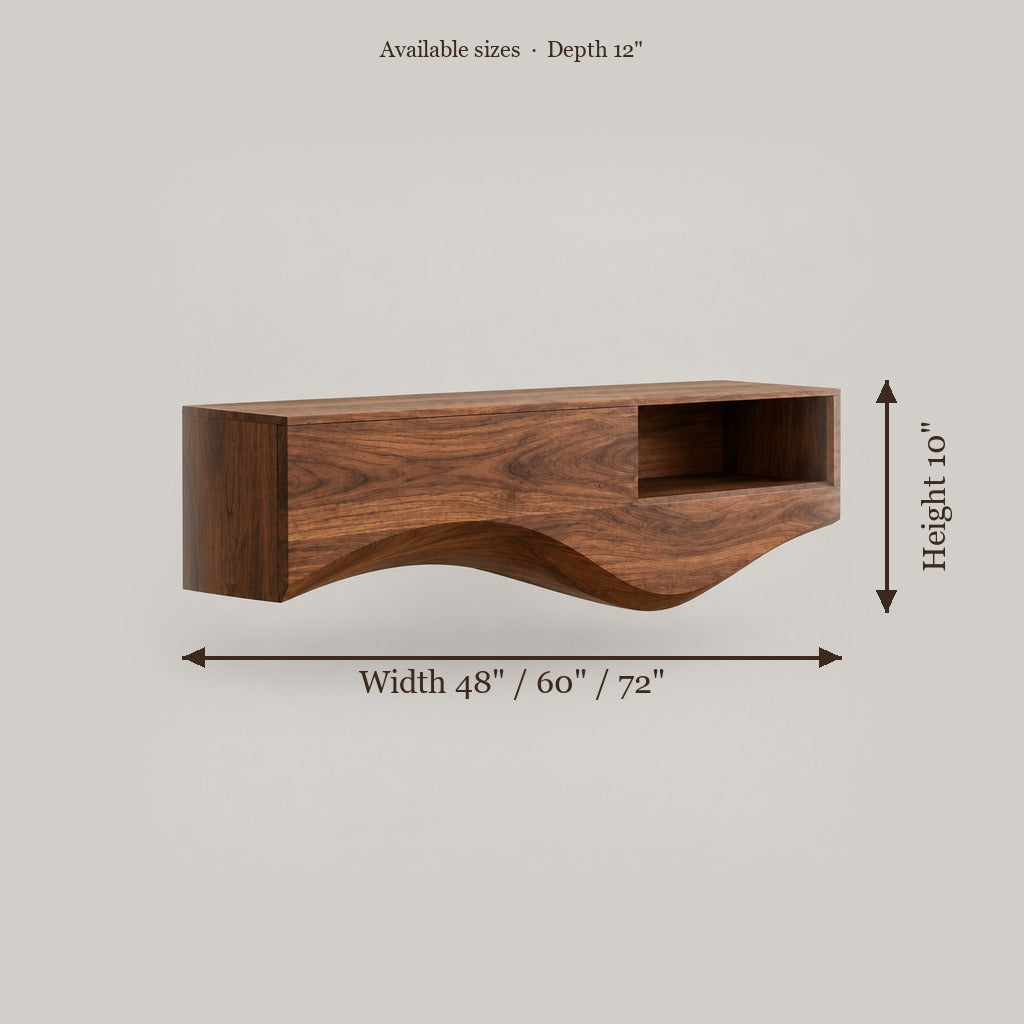 Atelier Floating Wave Console size chart