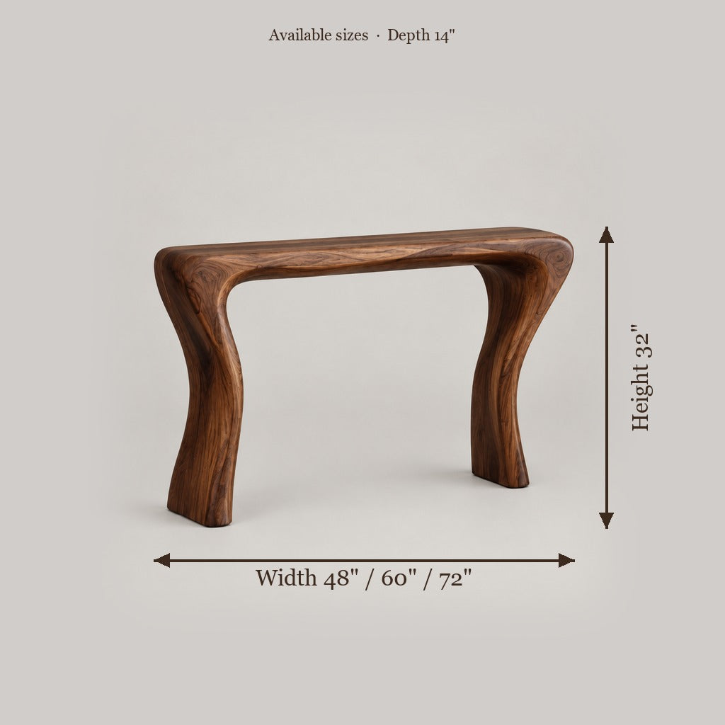 Atelier Console and Organic Mirror Set size chart