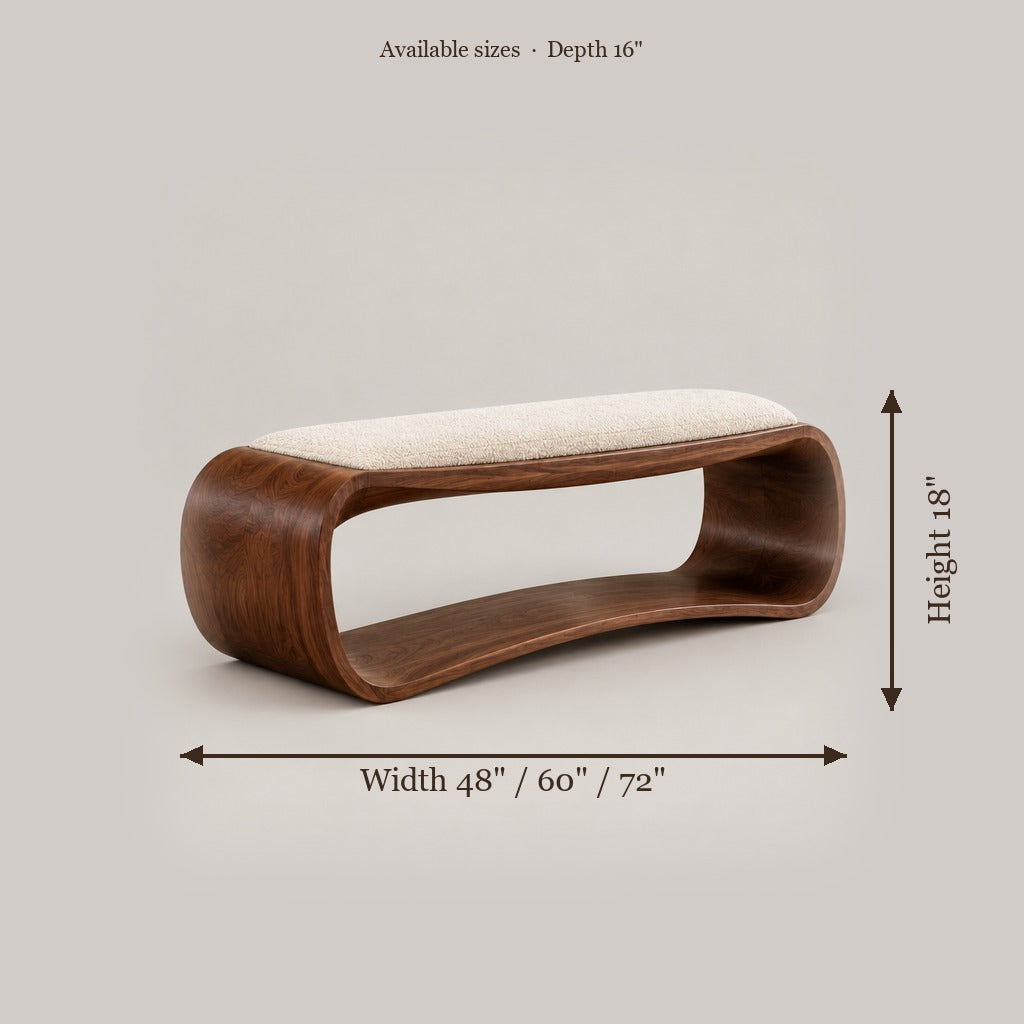 Atelier Ribbon Bench with Cushion size chart
